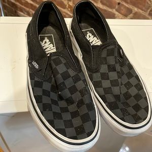Black and grey checked Vans